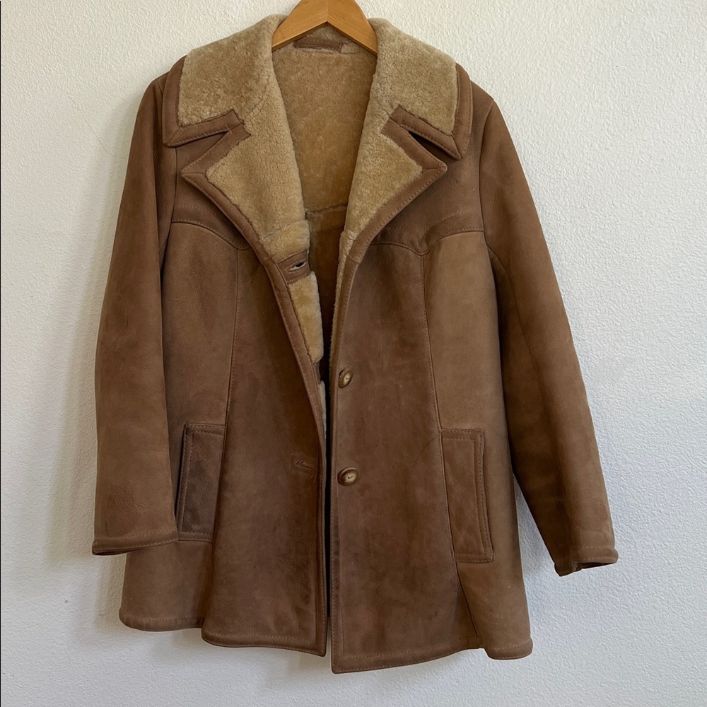 ABERCROMBIE & FITCH Lambskin Suede & Shearling Rancher Jacket Vintage Women's 14